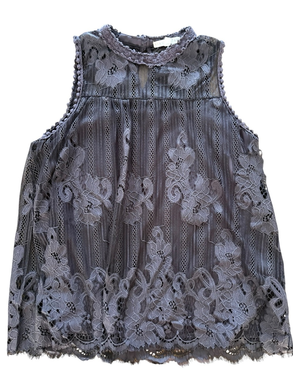 hint of mint Charcoal Gray Floral Lace Sleeveless Camisole